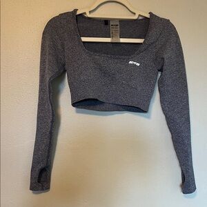 Boandtee Blue Long Sleeve Crop Workout Top